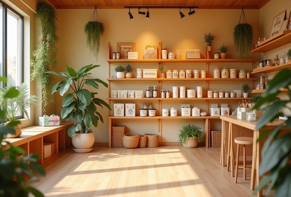 Intérieur chaleureux de la boutique