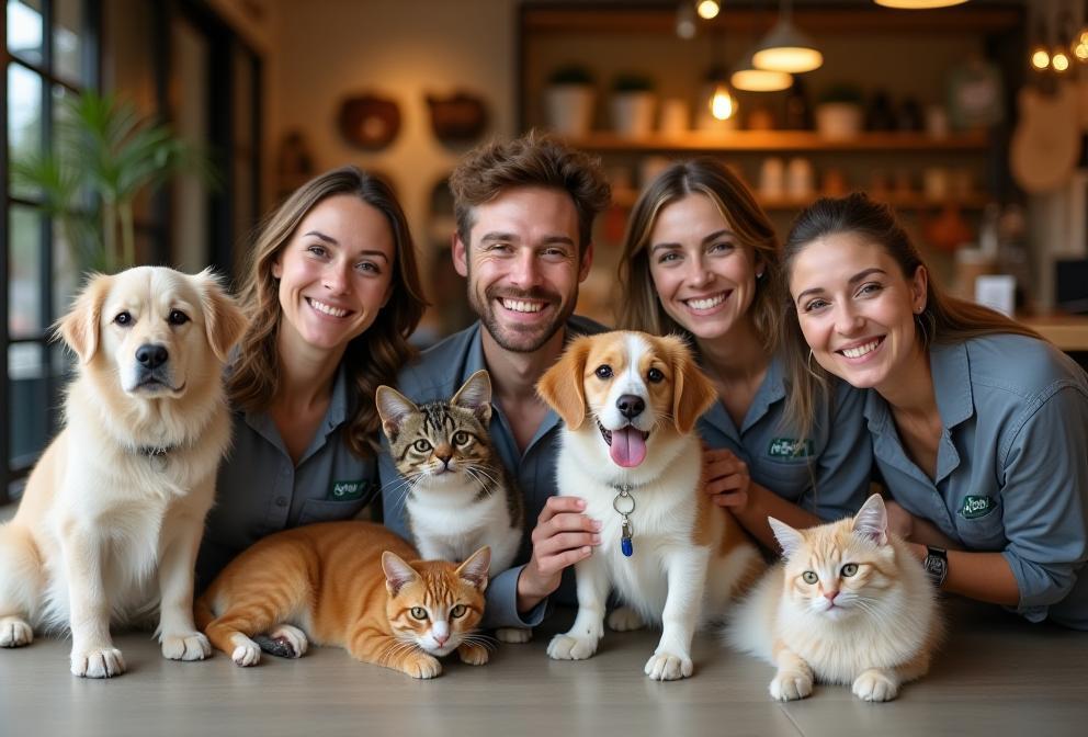 Équipe Animaux & Compagnie avec des animaux